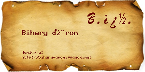 Bihary Áron névjegykártya